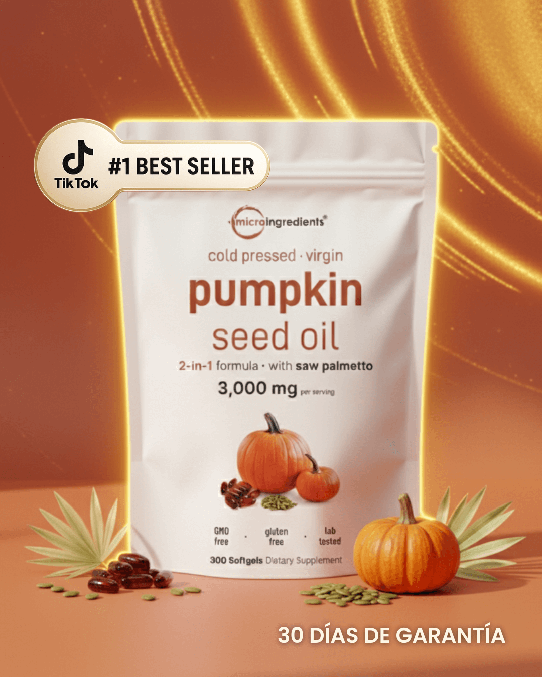 Pumpkin Seed Oil + Saw Palmetto | Regula la Próstata y Detiene la Caída del Cabello
