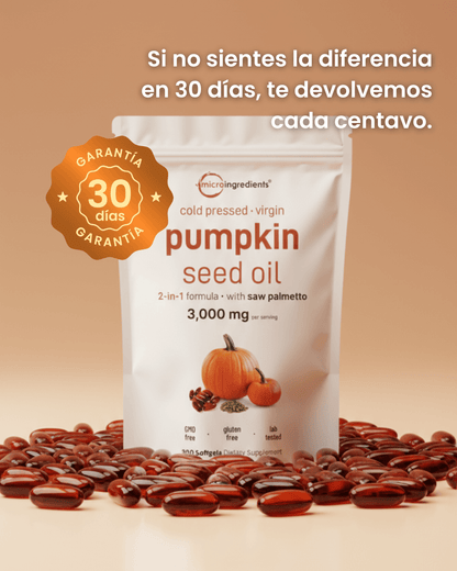 Pumpkin Seed Oil + Saw Palmetto | Regula la Próstata y Detiene la Caída del Cabello