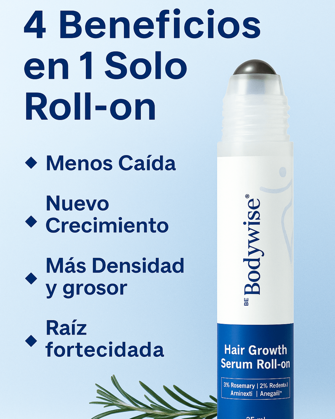 BeBodywise Hair Grow Serum Roll-On | Detiene la Caída y Estimula el Crecimiento en 90 Días