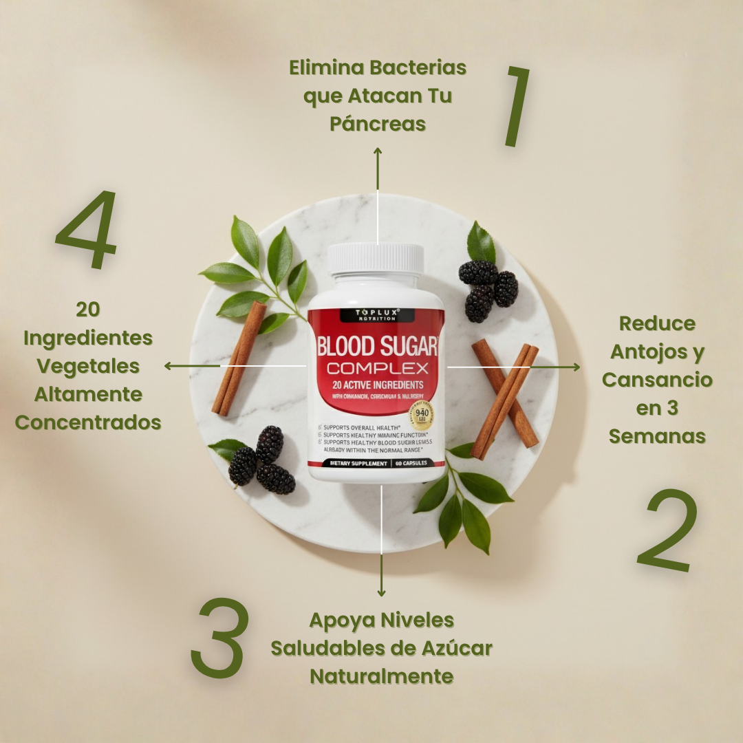 2x1 BLOOD SUGAR COMPLEX | Fórmula Natural con 20 Ingredientes Activos