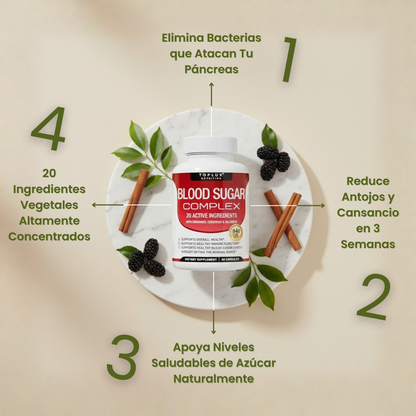 2x1 BLOOD SUGAR COMPLEX | Fórmula Natural con 20 Ingredientes Activos